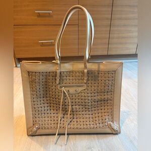 Balenciaga City A4 Papier Woven Leather Tote Bag in Beige EUC Y2K